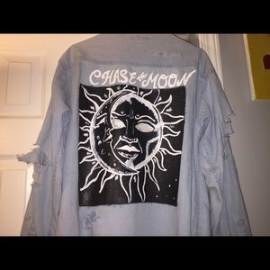 hand painted acrylic long sleeve denim shirt